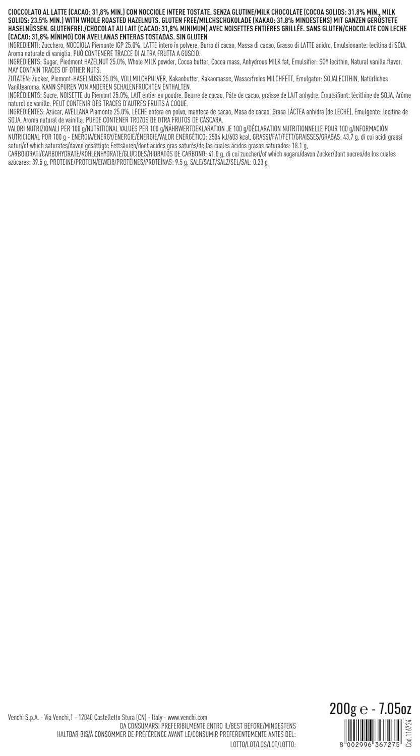 Venchi, Brutto&Buono, handgemachte Milchschokoladentafel in Tannenbaumform „Piedmont Forest Haselnuss“, 200 g, glutenfrei, limitierte Weihnachtskollektion, Geschenkidee