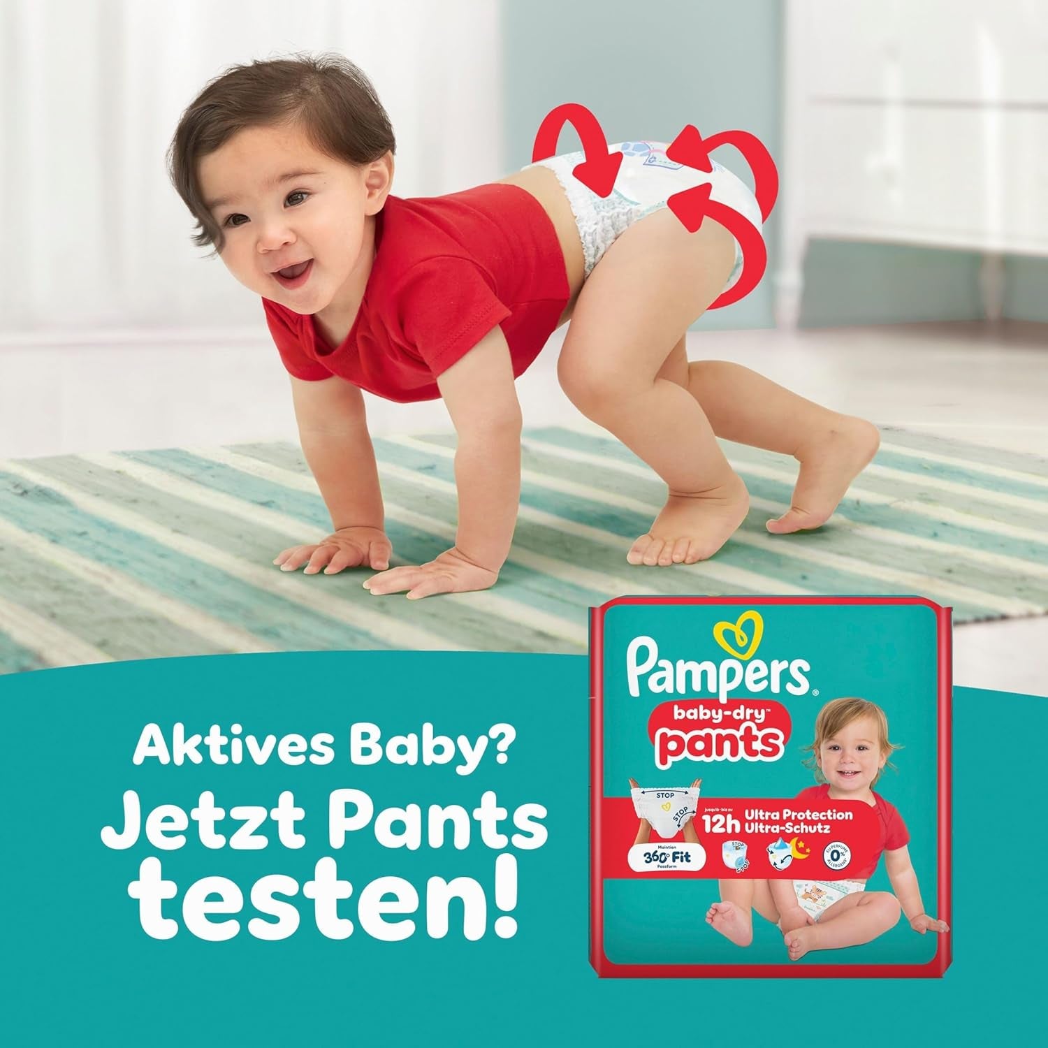 Pampers Baby-Dry Windeln, Größe 5, 174 Windeln, 11 kg – 16 kg, bis zu 100 % Auslaufschutz und Komfort die ganze Nacht