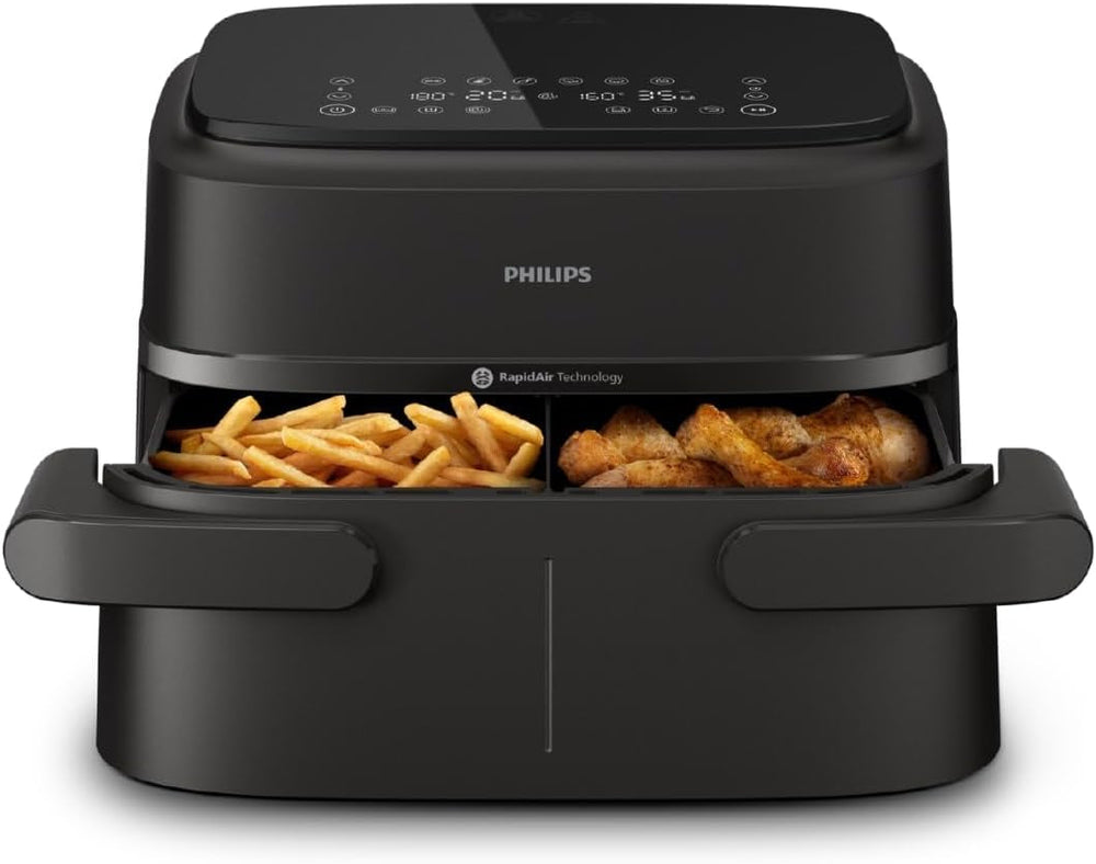 Philips Airfryer Dual Basket 3000 Series, 9L, 2 Körbe, 2 Gerichte gleichzeitig fertig, Rapidair plus Heißlufttechnologie Appliances Naty Shop Flex Basket 7,1 L