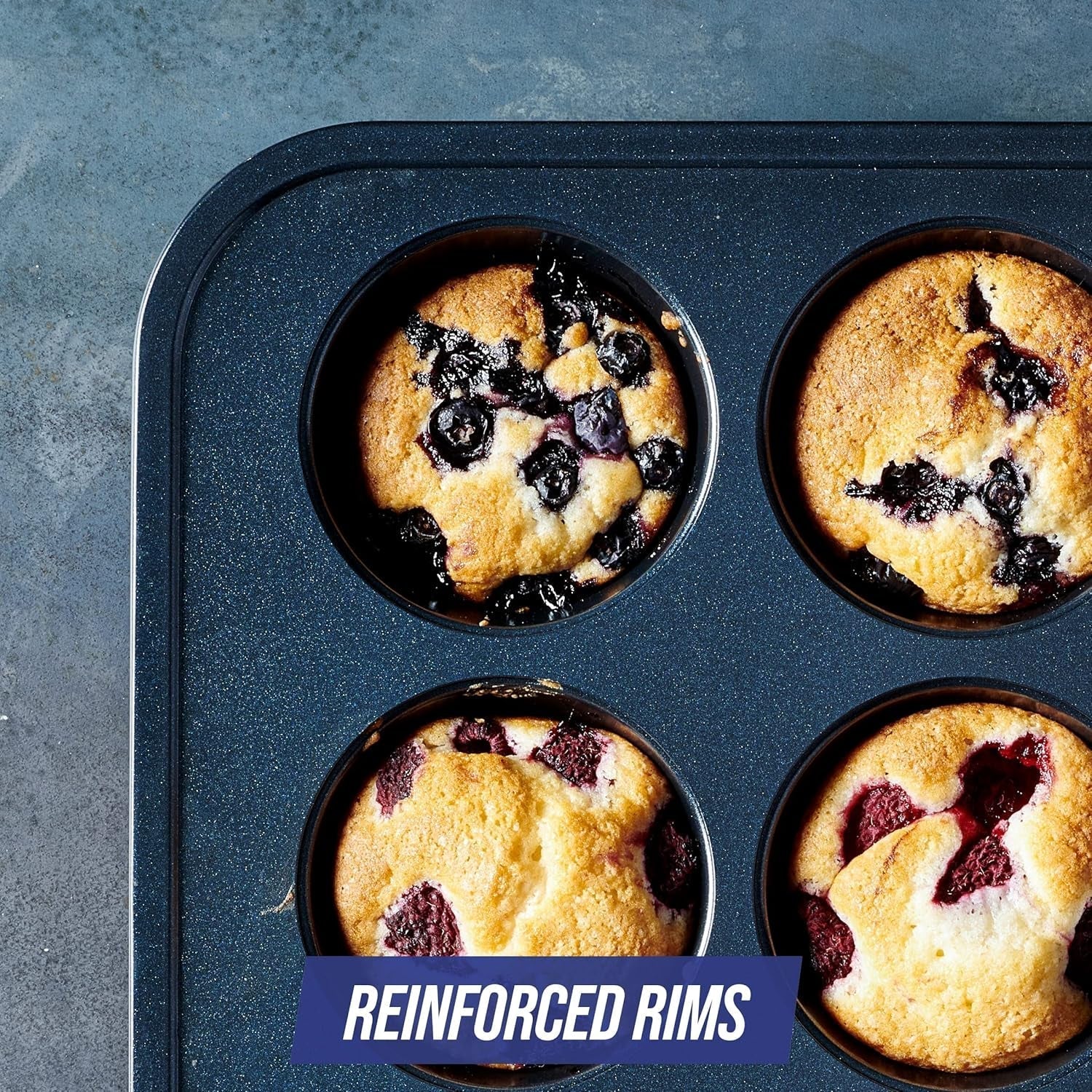 Blue Diamond Bakeware 12Er Muffinform Mit Antihaftbeschichtung, Blau Formen und Backbleche Naty Shop