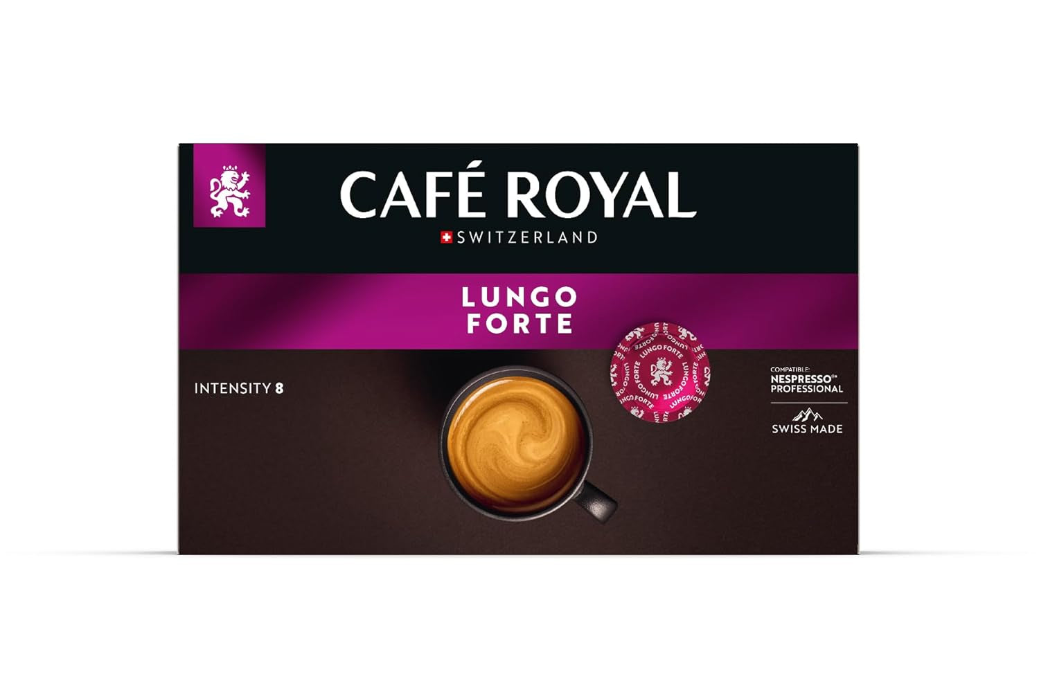 Café Royal Professional Pads, Lungo Forte, 50 Nespresso (R) Professional kompatible Pads für Office und Gastronomie, Rainforest Alliance zertifiziert, 100 Prozent Arabica Kaffee, Intensität 8