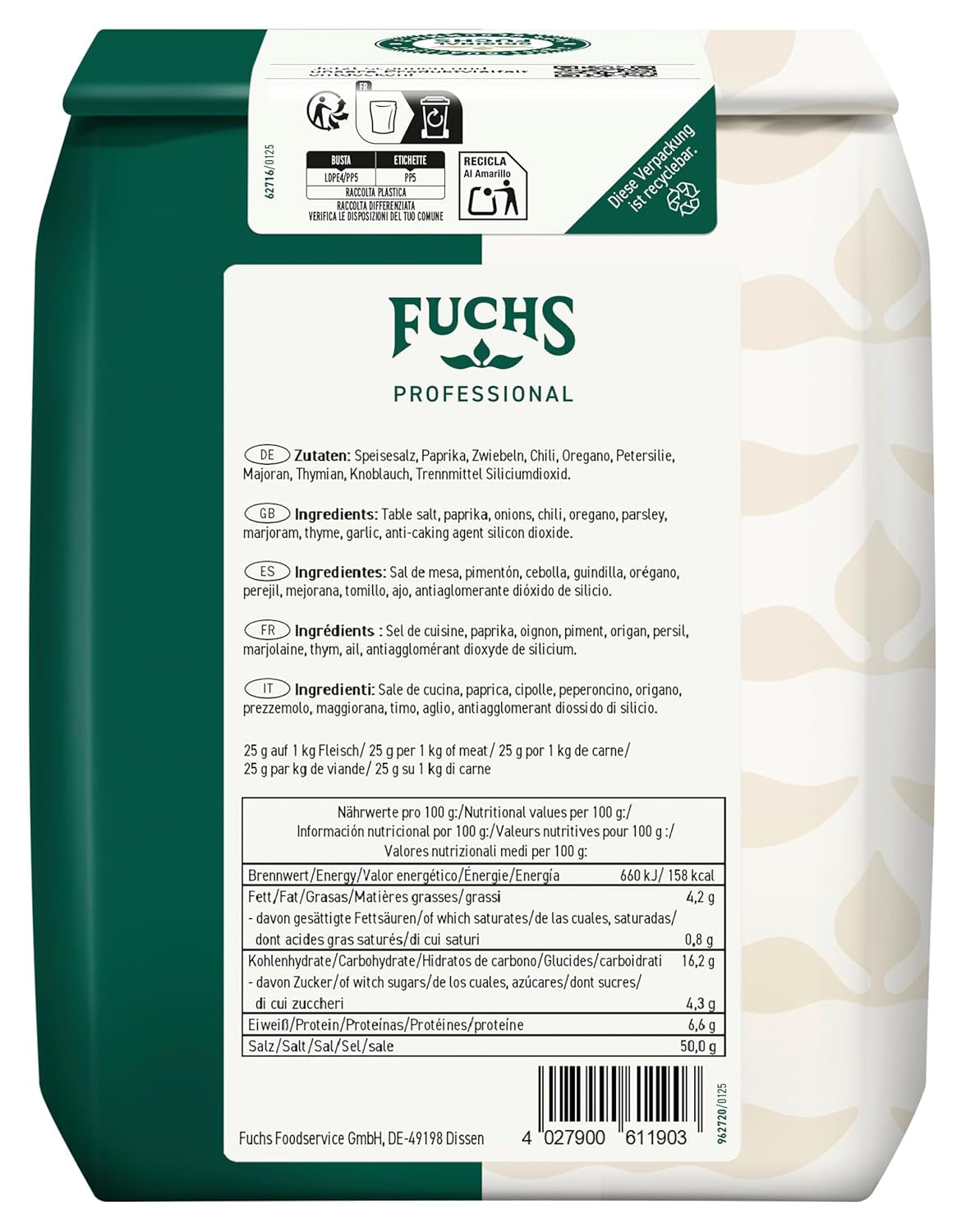 - Gyros Gewürzsalz | Gewürze für griechische Fleisch-Gerichte | Profi-Qualität für Großverbraucher | 1 kg im recycelbaren Beutel