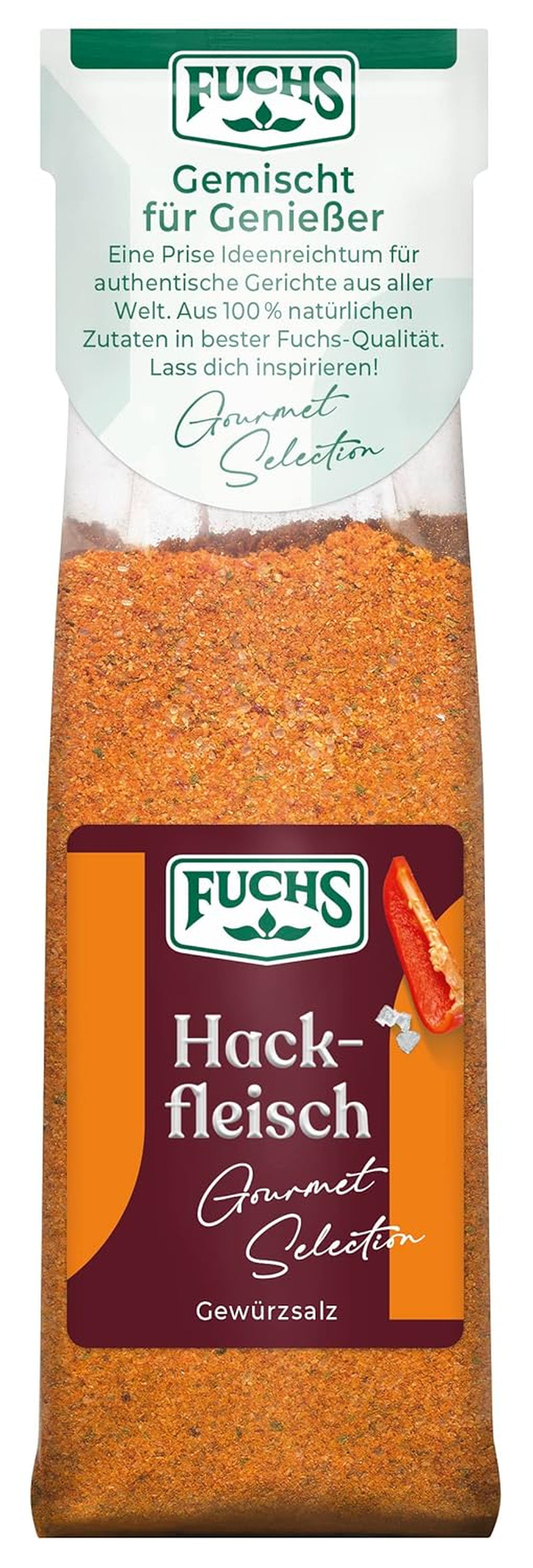 Fuchs Gourmet Selection Klassisch/Heimisch – Bratkartoffel Gewürzsalz, nachfüllbares Kartoffelgewürz, Salz zum Würzen von Brat- & Ofenkartoffeln, Pommes Frites & Co, vegan, 70 g