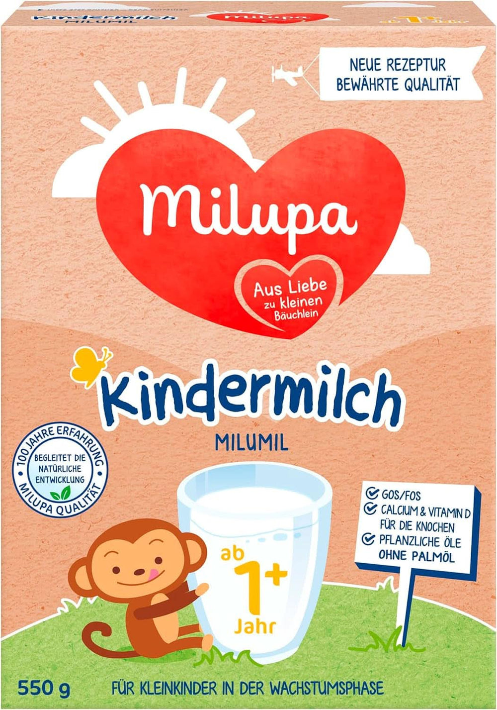 Milupa Milch für Kinder Milumil 1 plus - ab 1 Jahr - für kleine Kinder in der Wachstumsphase - begleitet die natürliche Entwicklung - 5 x 550 g Pulver Mutter und Kind Naty Shop Milupa Milumil Milch für Kinder 1+ 550 Gramm