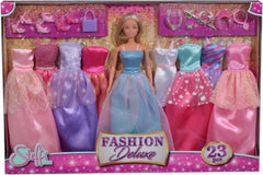 Simba 105733092 - Steffi Love Fashion Deluxe, păpușă în rochie de seară, cu opt rochii suplimentare și accesorii asortate, 23 de piese, 29 cm, vârste 3+