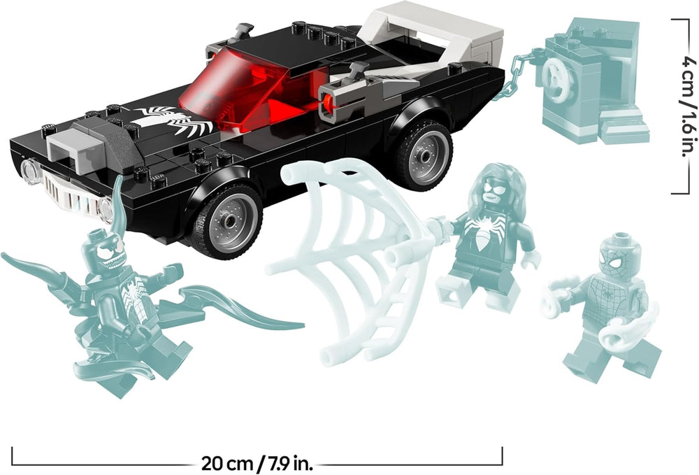 LEGO | Marvel Spider-Man Mech Vs. Venom Muscle Car – Auto Spielzeug mit 3 Superhelden Minifiguren – Modellauto mit Shootern – Geschenk für Jungen und Mädchen ab 7 Jahren 76309