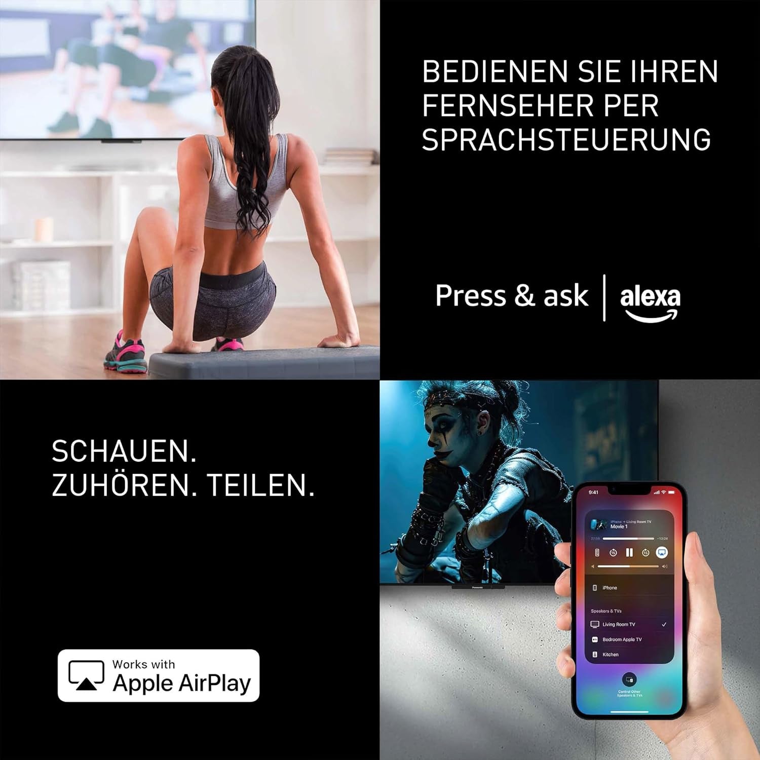 Televizor Panasonic Premium TV-48Z80BEZ, seria Z80B, 48 de inci, televizor inteligent OLED 4K Ultra HD, 2025, Fire TV, Dolby Vision și Atmos, mod de joc Extreme, asistență Alexa și Apple, Bluetooth, negru