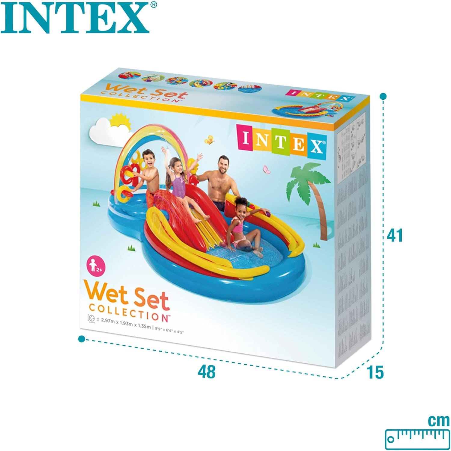 Intex Rainbow Ring Play Center – oberirdischer Kinderpool – Kinderbecken – 297 x 193 x 135 cm – für 3+ Jahre 57453NP Mehrfarbig 297 x 193 x 135 cm