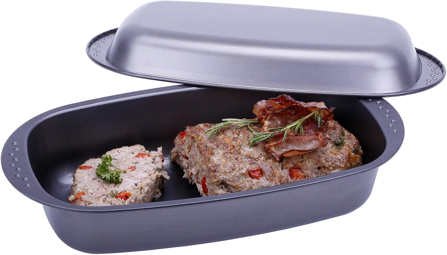 Chg 9942-04 Bratenform Mit Deckel, Antihaftbeschichte, Anthrazit-Metallic, 37 X 20 X 7 Cm Backformen und Tabletts Naty Shop