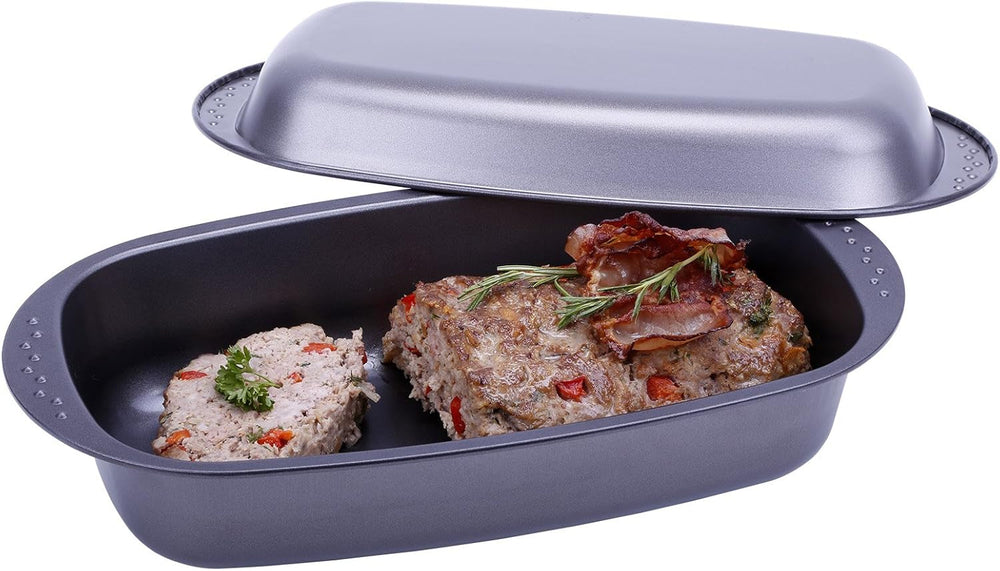 Chg 9942-04 Bratenform Mit Deckel, Antihaftbeschichte, Anthrazit-Metallic, 37 X 20 X 7 Cm Backformen und Tabletts Naty Shop