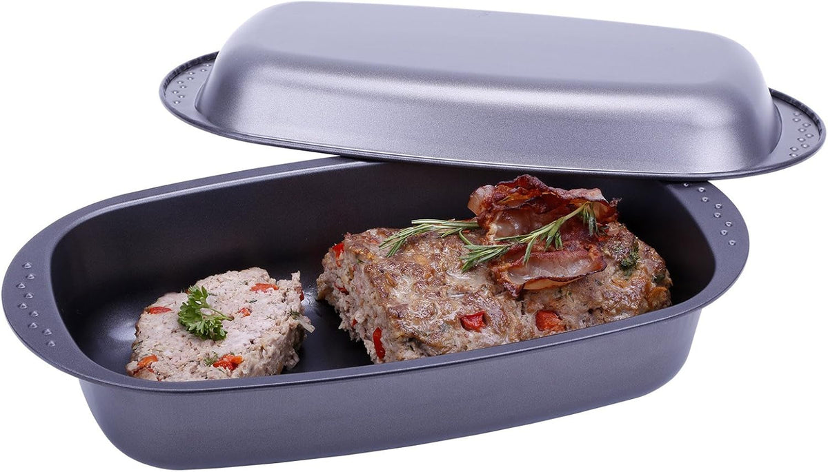 Chg 9942-04 Bratenform Mit Deckel, Antihaftbeschichte, Anthrazit-Metallic, 37 X 20 X 7 Cm Backformen und Tabletts Naty Shop