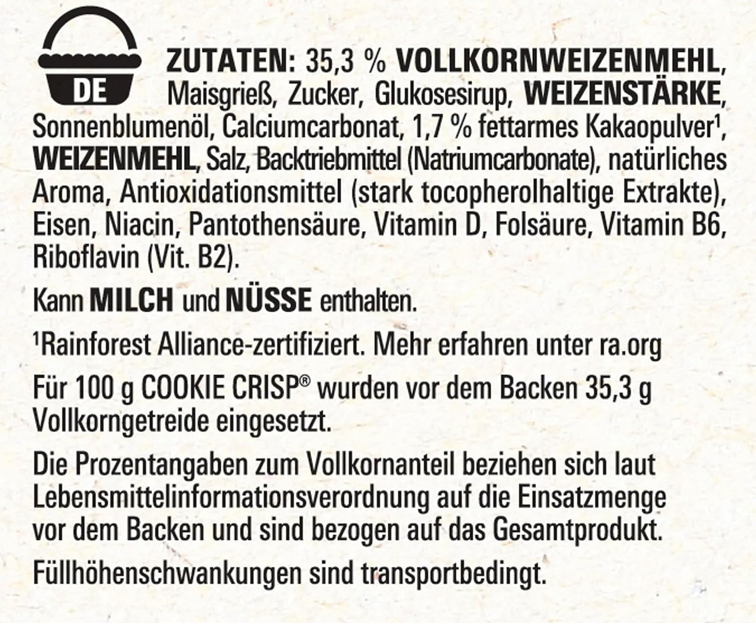 Nestlé Cookie Crisp (+20 %), Vollkorn-Frühstückskeks-Müsli für Kinder, 1er-Pack (1x450g)