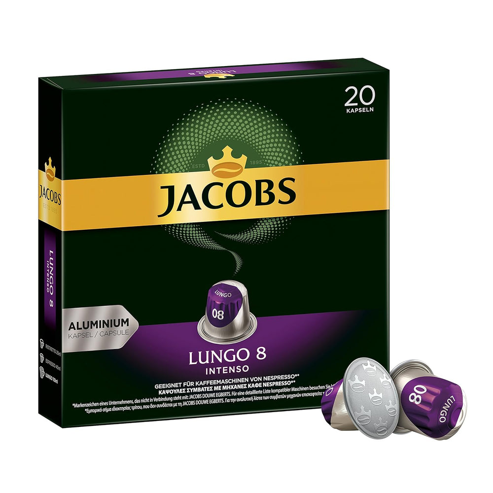 Kaffeekapseln Lungo Intenso, Intensität 8 von 12, 200 Nespresso®* kompatible Kapseln, 10 x 20 Getränke & Kapseln Lungo Intenso, Intensität 8, 100 Nespresso®* 10er Pack, 10 x 10 Getränke