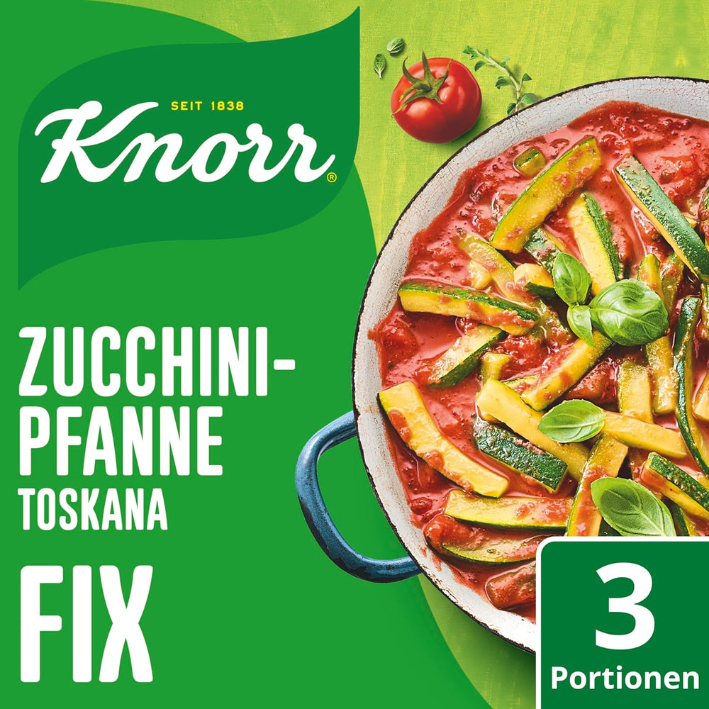 Knorr Fix Veggie Würzmischung Zucchini-Pfanne Toskana mit Gemüse für ein leckeres Gericht ohne geschmacksverstärkende Zusatzstoffe 3 Portionen