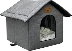 Katzenhaus Für Draußen Winterfest Wasserdicht Wetterfester Katzenhöhle Haustierhaus mit Plüschkissen Warm Hundehöhle Waschbar Hundehaus Tierheim Für Streuner Haustiere 35x30x35cm