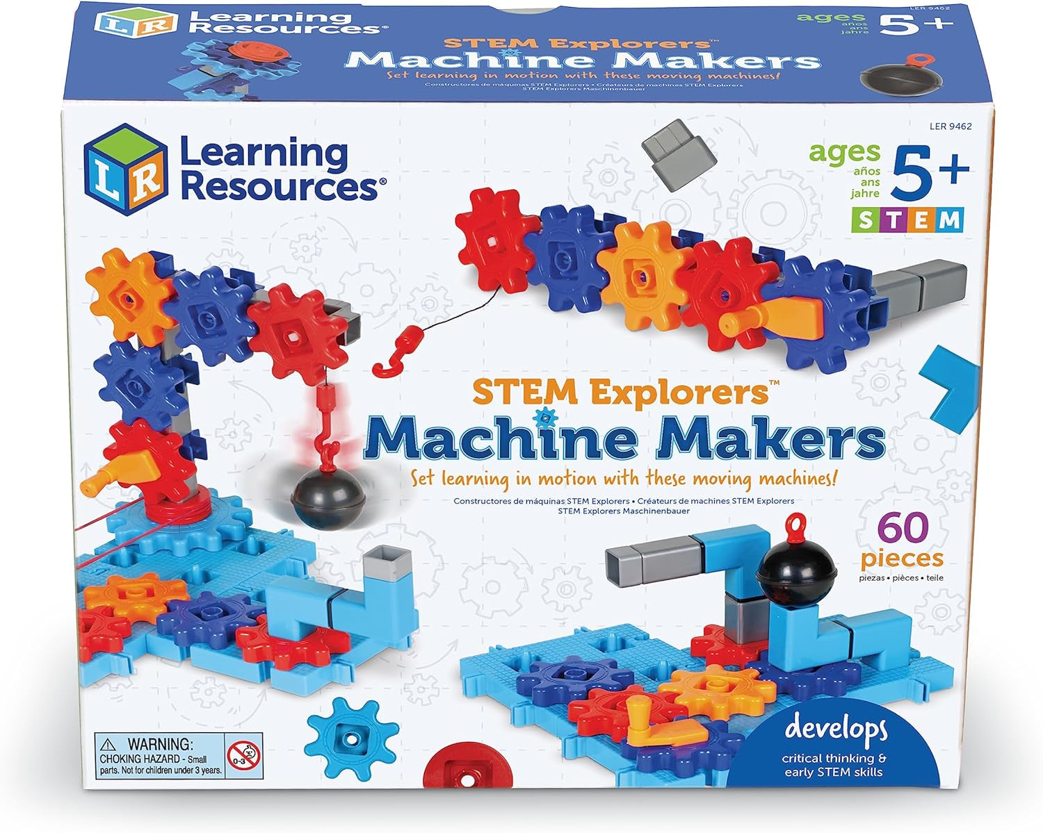 Learning Resources STEM Explorers Maschinenbauer, 50-teilig, ab 5 Jahren, Mint-Spielzeug, Mint-Bauspielzeug, Mint-Baukästen, Technikspielzeug, Spielzeug zum Selberbauen