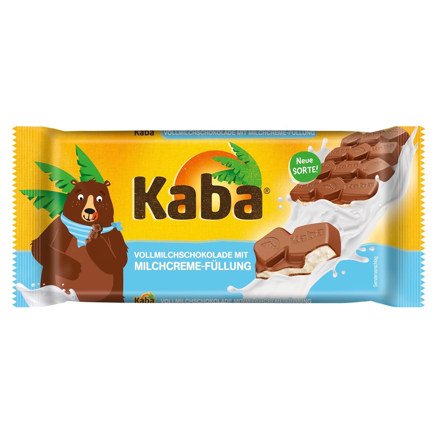 Kaba Vollmilch- und Milchcremeschokolade, gefüllte Tafelschokolade, 90g-Tafel, zartschmelzende Schokolade mit leichter Milchcreme und Kaba-Originalgeschmack