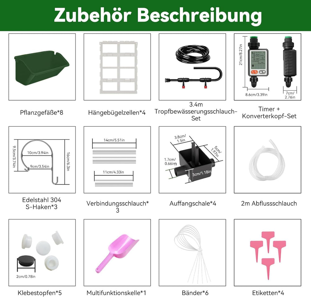 Hängende Vertikale Wand Pflanze, Vertikale Pflanzenwand Balkonbar Pflanzenwand Indoor mit Smart-Timer und Wasserpumpe Blumentopf Wand für Hof Garten Balkon Home Decoration