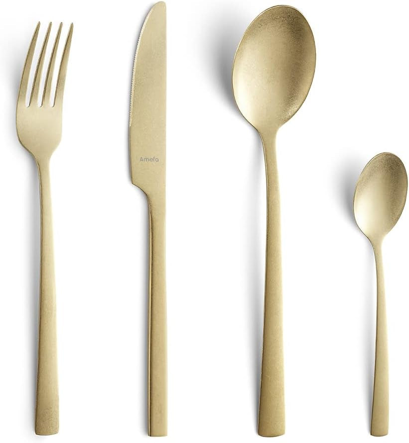 Amefa MANILLE Set de tacâmuri 16 piese, acoperire PVD, oțel inoxidabil, lamă din oțel 13/0, oțel inoxidabil 18/0 Naty Shop