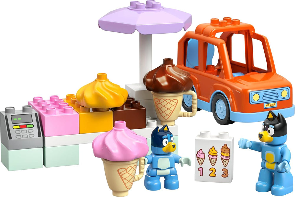 LEGO DUPLO Bluey: Ausflug zur Eisdiele mit Bluey - Lernspielzeug für Kleinkinder - Mit Spielzeug Car und 2 Minifiguren - Geschenk für Mädchen & Jungen ab 2 Jahren - 10458