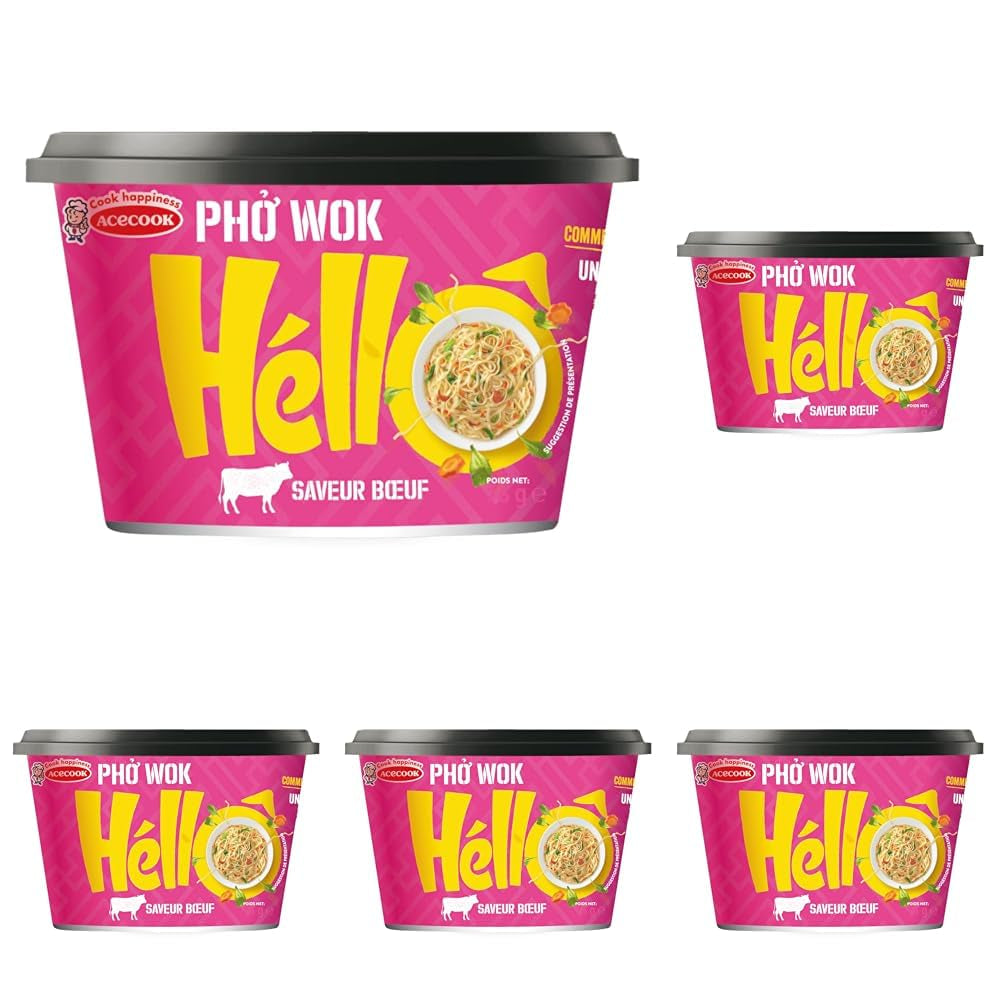 HELLO PHO WOK Instant-Reisnudeln, Rindfleisch – 1 x 76 g