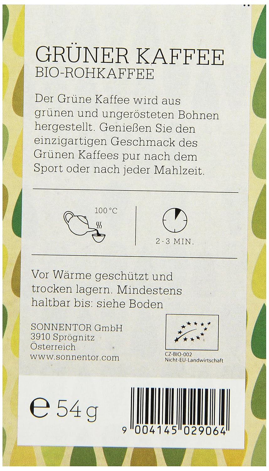 Grüner Kaffee bio, Doppelkammerbeutel, 1x 54 g