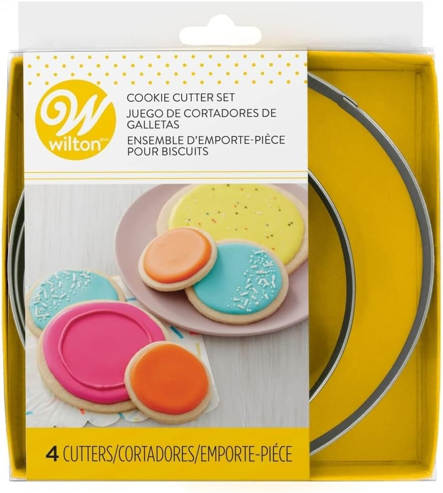 Wilton Circles Nesting Metal Cutter, 4 bucăți: Forme rotunde pentru fursecuri, Forme pentru fursecuri, Forme din plastic pentru copt în bucătărie, DIY, pentru decuparea aluatului de fursecuri și a fondantului