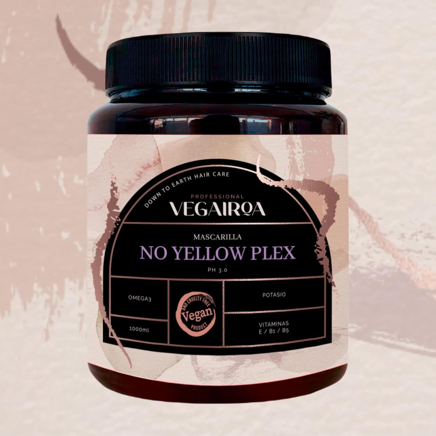 VEGAIROA - No Yellow Plex Mask - Mască neutralizantă pentru tonuri galbene și portocalii - Îngrijire hidratantă - Pigment violet - Produs profesional vegan de coafură - 1000 g Masca de par Naty Shop