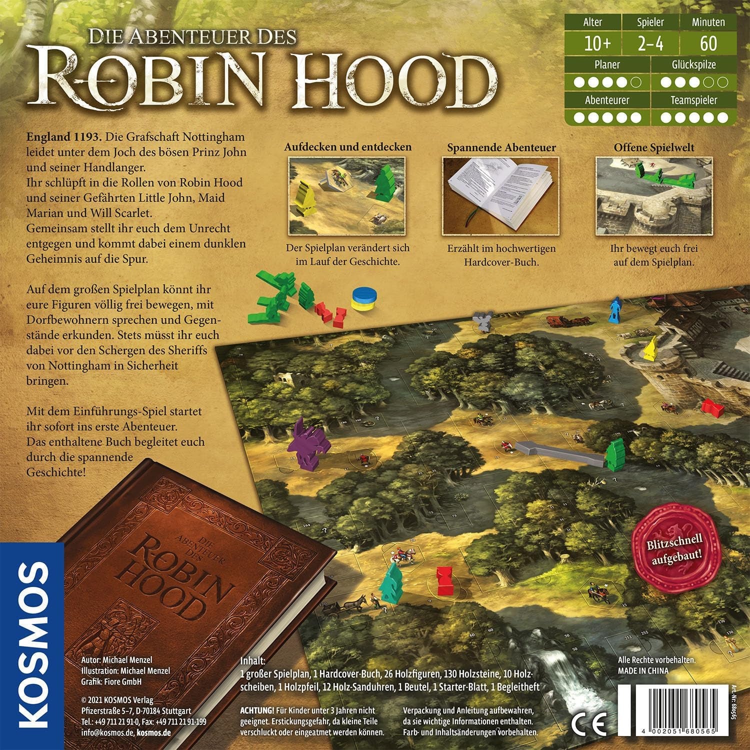 KOSMOS 680565 Die Abenteuer von Robin Hood, nominiert als Spiel des Jahres 2021, kooperatives Abenteuerspiel für die ganze Familie, Brettspiel für 2-4 Spieler ab 10 Jahren