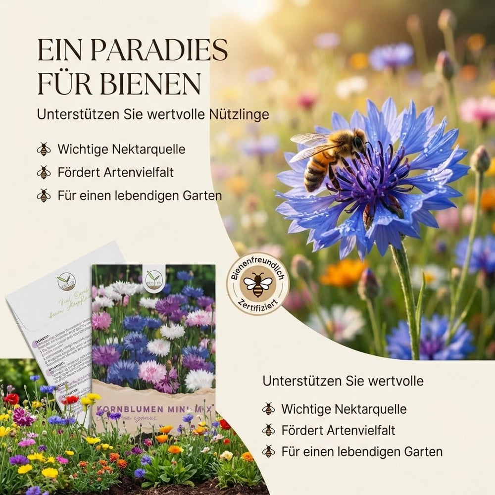 Kornblumen Samen (Centaurea Cyanus) - Wunderschön Leuchtende Blumen Mit Langer Blütezeit, Kleinwüchsig - Ideal Für Den Balkonkasten (Mini Mix, 1000 Korn, 50 Cm)