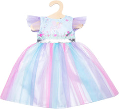 Heless 1130 - Kleid für Puppen im Design Fairy und Einhorn, mit silberner Krone, Größe 28 - 35 cm