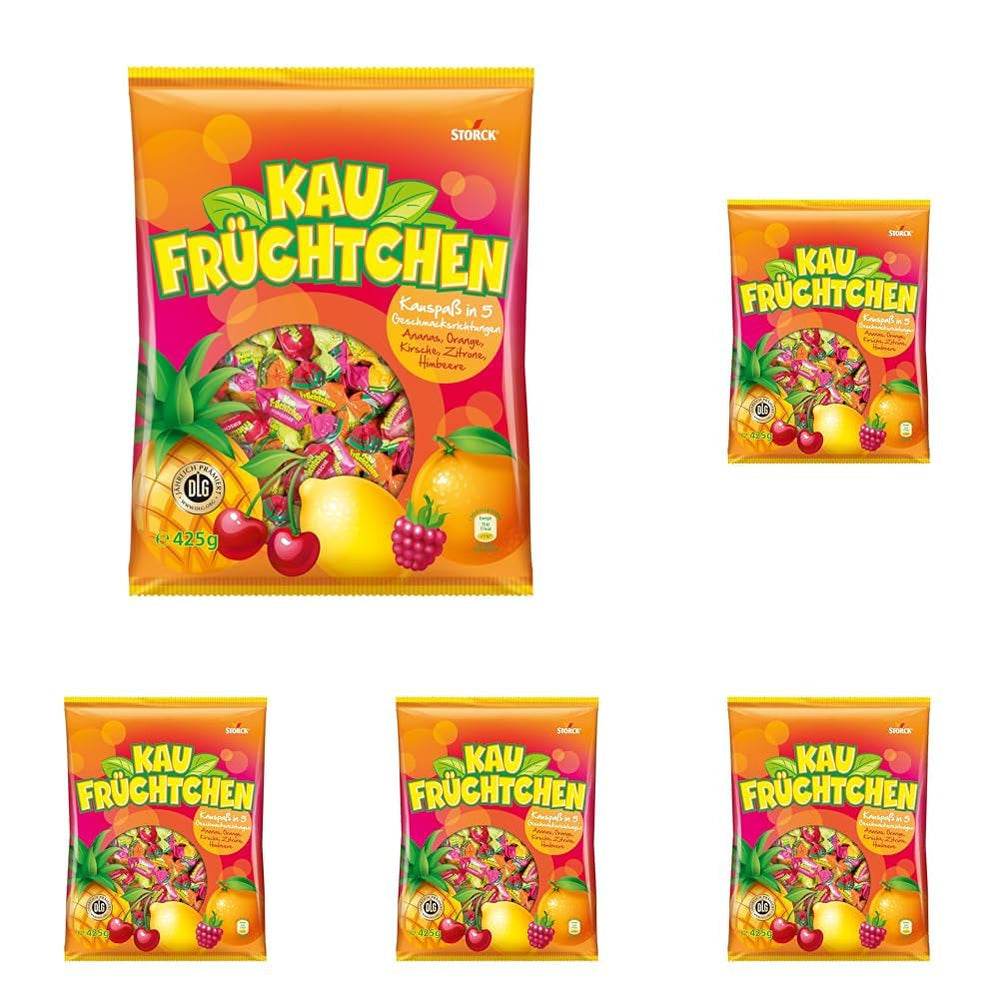 Kaufrüchtchen – 1 x 425G – Karamellbonbons mit fünf Fruchtgeschmacksrichtungen Naty Shop