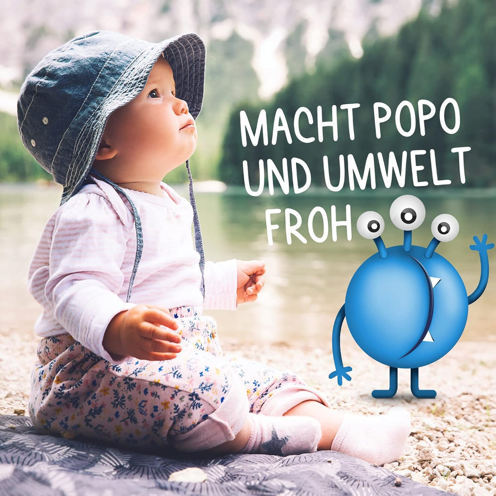 PopoLino Baby-Schaumstoff mit weicher Unterseite anstelle nasser Babytücher. Veganer und natürlicher kosmetischer Reinigungsschaum! Poschaum mit Aloe Vera, Hamamelis, Bergamotte und Vitamin E. Macht Po und Umwelt glücklich.