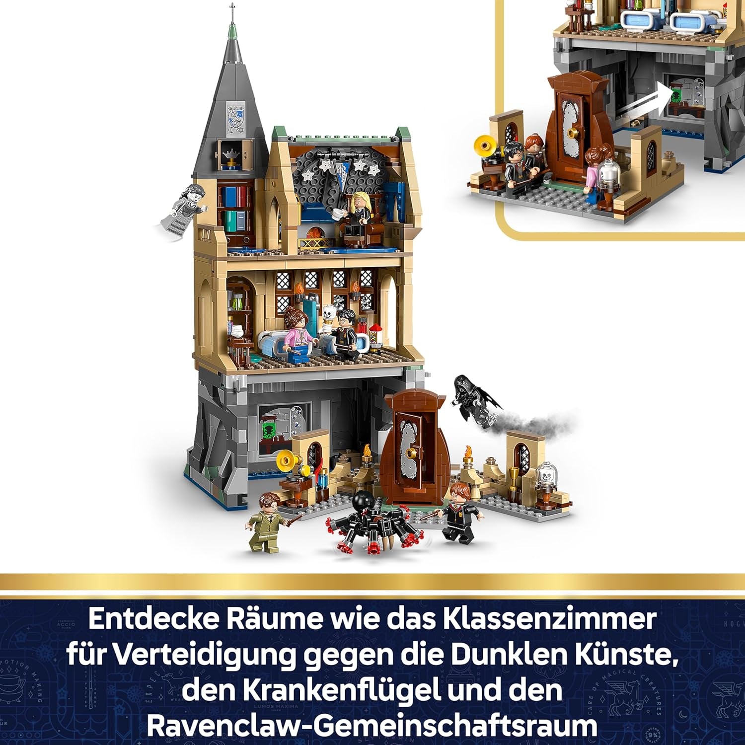 LEGO Harry Potter Schloss Hogwarts: Krankenflügel – DIY Set mit 7 Minifiguren – Modellbau mit Hermine und Ron Figuren – Kreatives Geschenk für Mädchen, Jungen und Fans ab 9 Jahren – 76463
