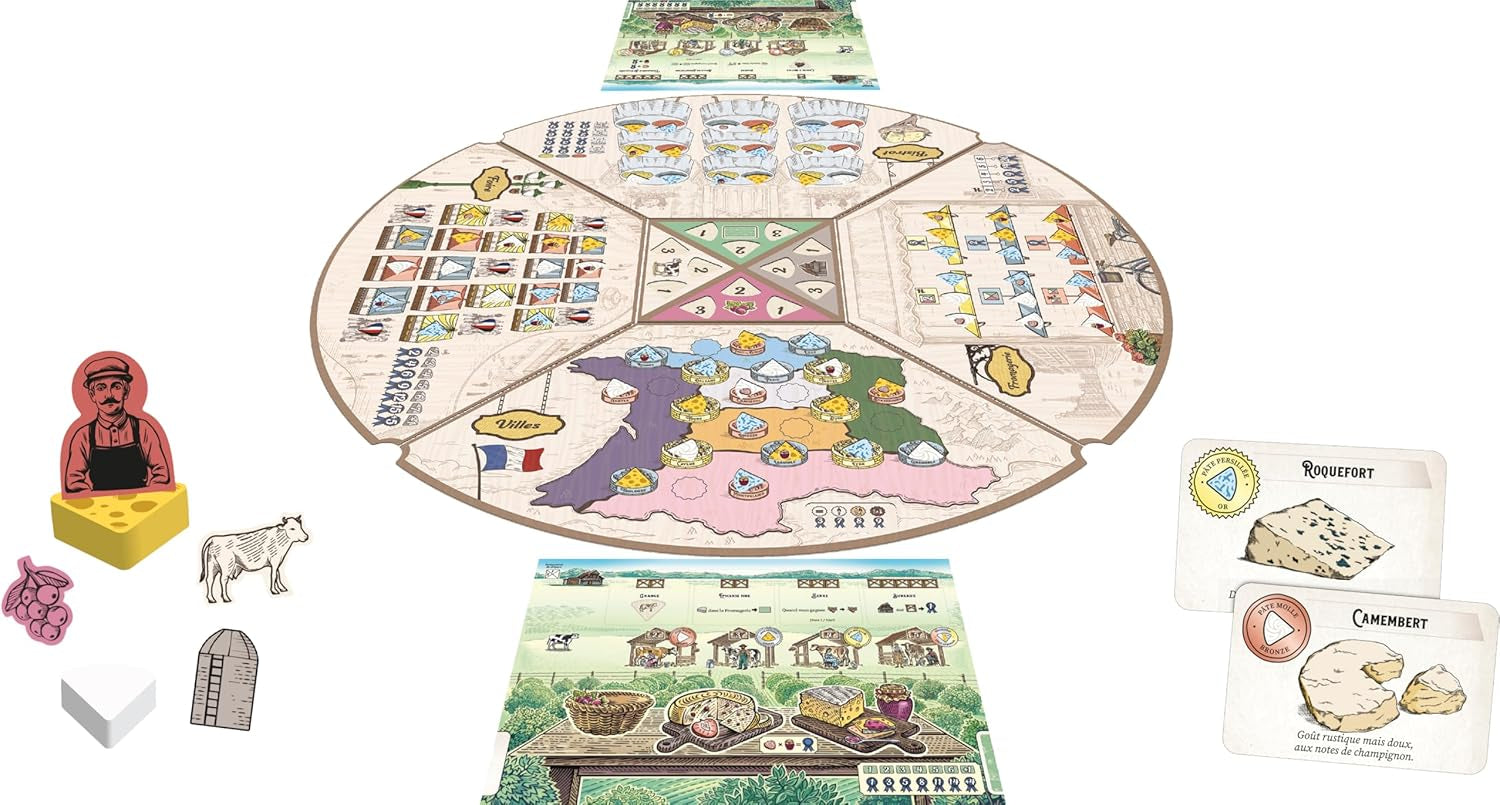 Asmodee – Cheese – Road to Infamy – Strategie-Brettspiel – Worker Placement – ​​Master Cheese – ab 14 Jahren – 1 bis 4 Spieler – 40 Minuten – französische Version