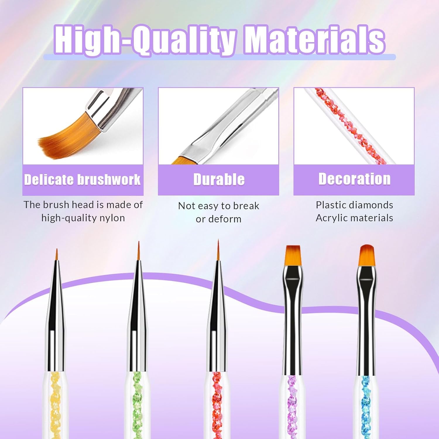 Sularpek 6 Stück Nagel Pinsel, Nail Art Pinsel, Pinsel Nageldesign, Nagel Pinsel Set, Nail Art Dotting Tools Mit 1 Sponge Brush Applikator, Nageldesign Zubehör Für DIY Nail Art Design