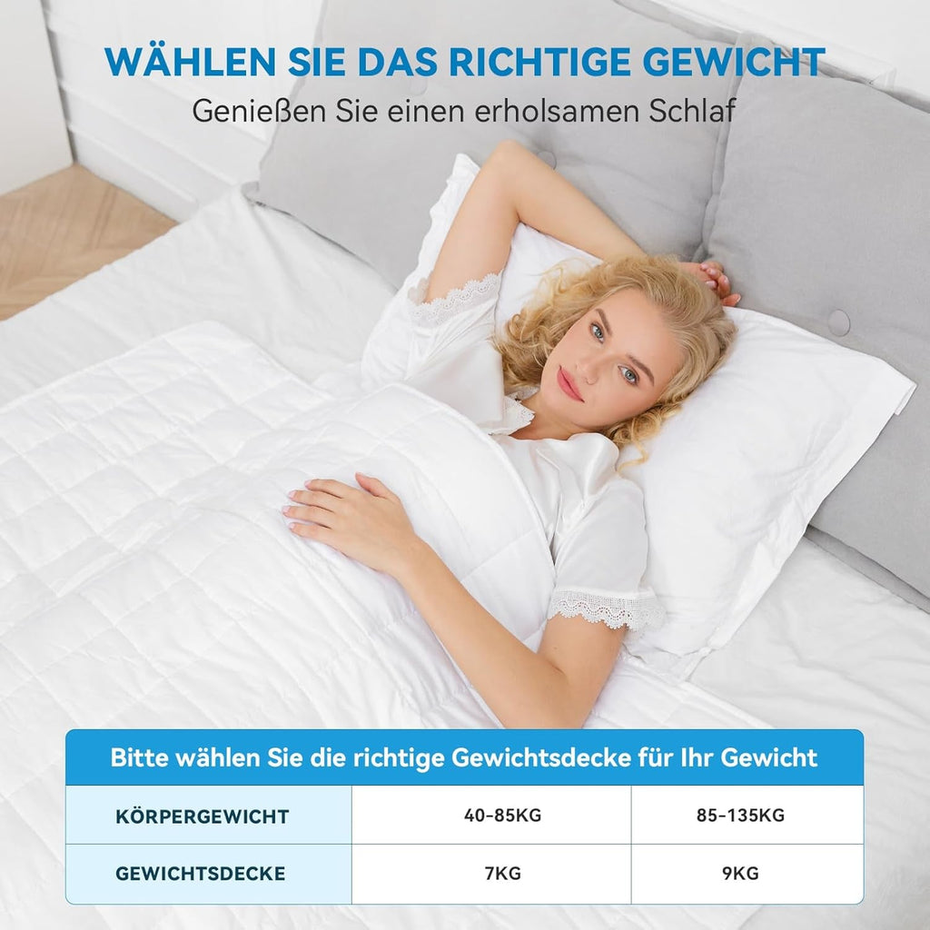 Pătură ponderată 7Kg 135X200Cm, pătură ponderată fabricată din bumbac 100%, pătură ponderată pentru adulți pentru somn profund, pătură grea, pătură de terapie antistres, pătură de relaxare Paturi si Cuverturi Besuche den Autsel-Store