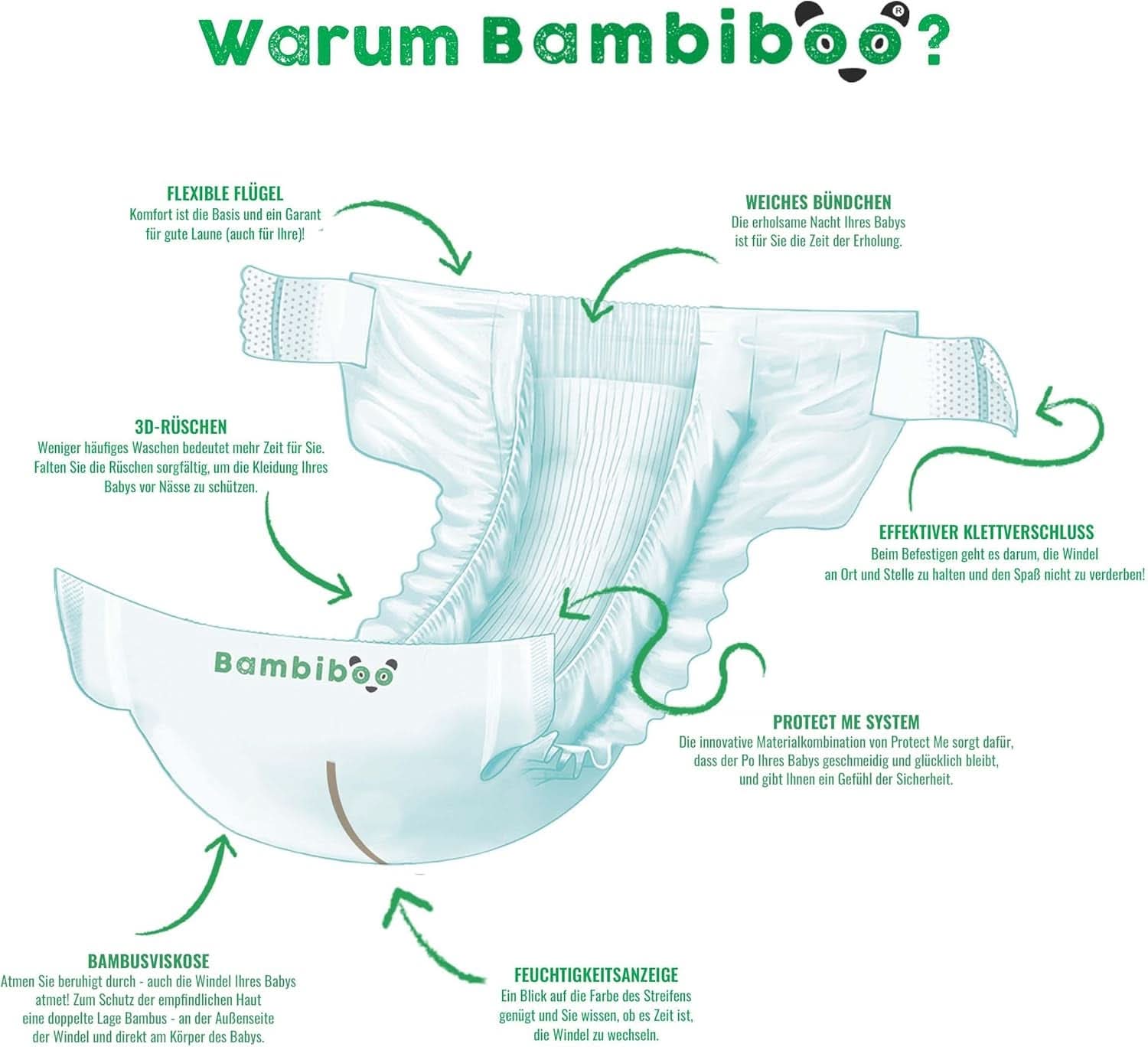 Bambiboo-Einwegwindeln, hautfreundlich und Nabelöffnung, verschiedene Größen Mutter und Baby Naty Shop