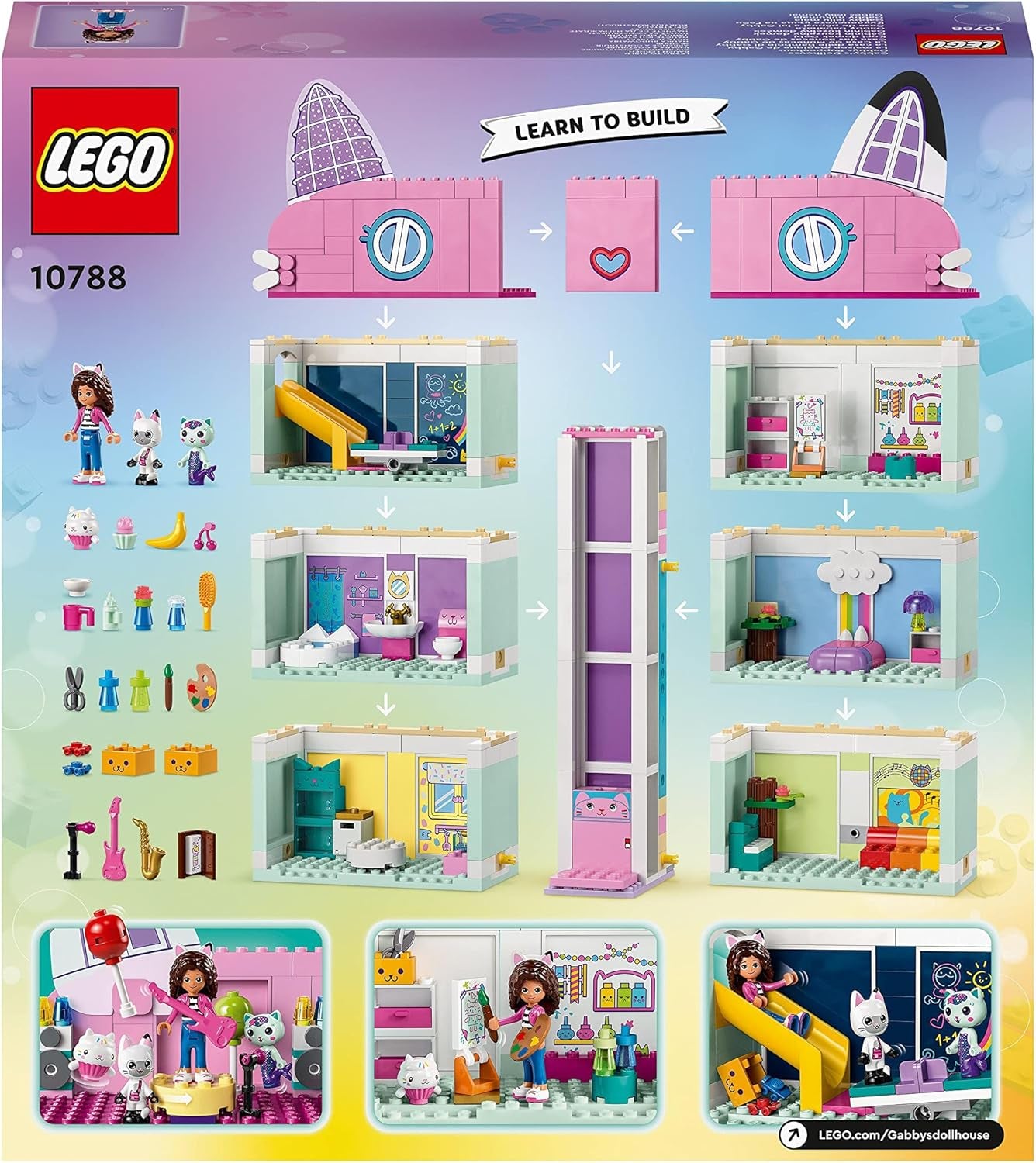 Lego 10788 Gabbys Puppenhaus-Spielzeugset, 8 Zimmer und 4 Etagen Gabbys Puppenhaus-Spielzeug mit Pandi-, Erdmännchen-, Kuchi-Figuren und Zubehör, Geschenk für 4-jährige Mädchen, Jungen und Kinder. Bausets Besuchen Sie den LEGO-Store