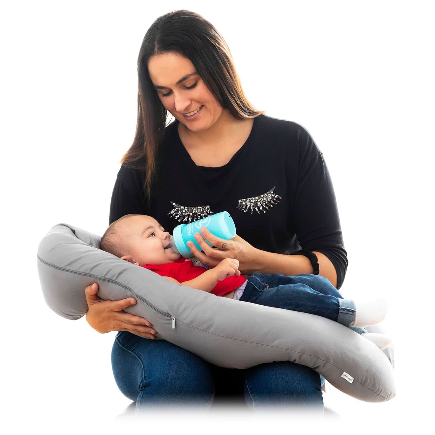 Innovagoods – Multifunktionales Stillkissen, ergonomisches Design für die Entspannung von Mutter und Kind, verstellbar für verschiedene Positionen, waschbar, farbig, Polycotton-Zubehör, Lebensmittel und Stillen, Baby Naty Shop