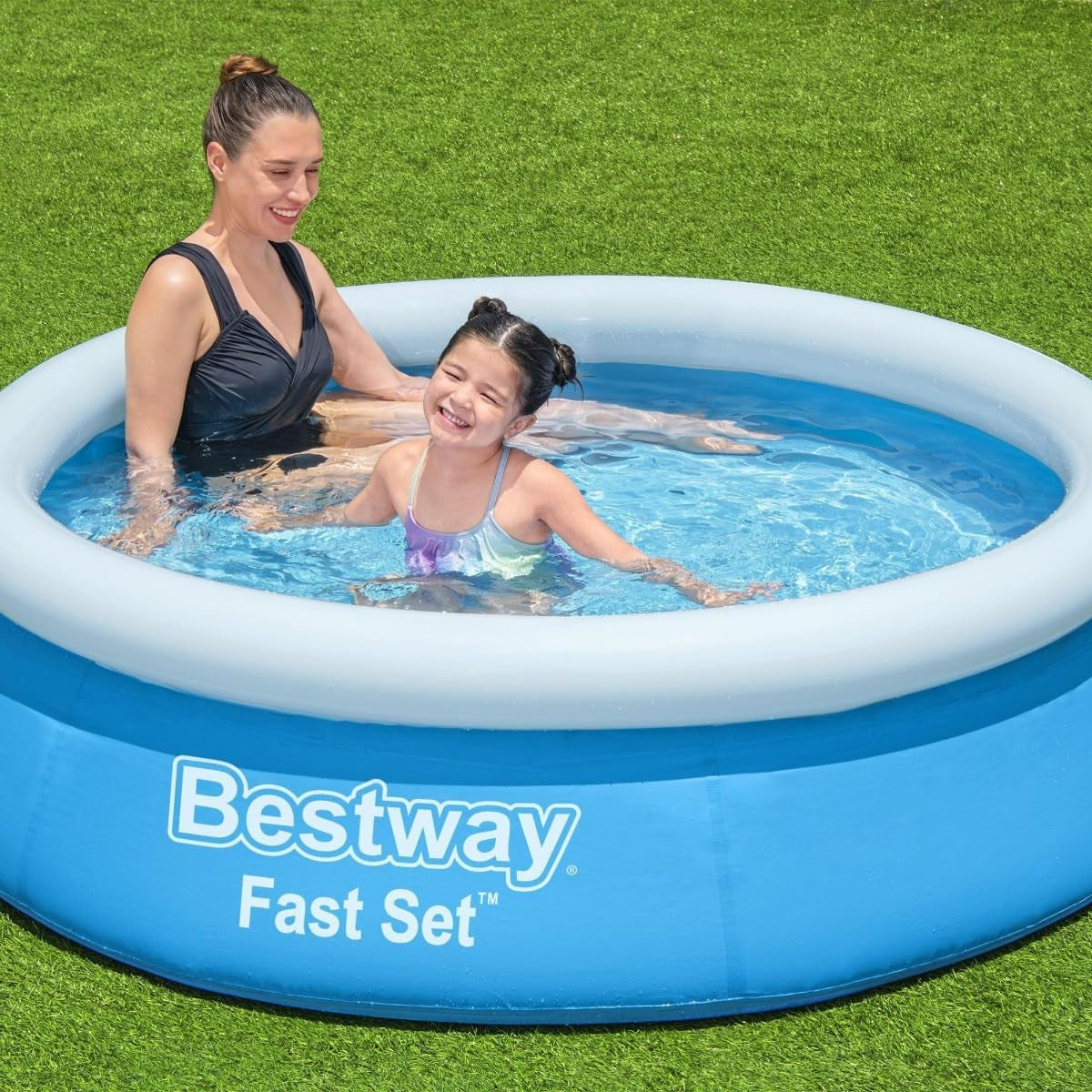 Aufstellpool Bestway Fast Set ohne Pumpe, Ø 183 x 51 cm, blau, rund, 940 Liter, TriTech-Material, Selbstmontage, Sicherheitsventil, inkl. Reparaturflicken