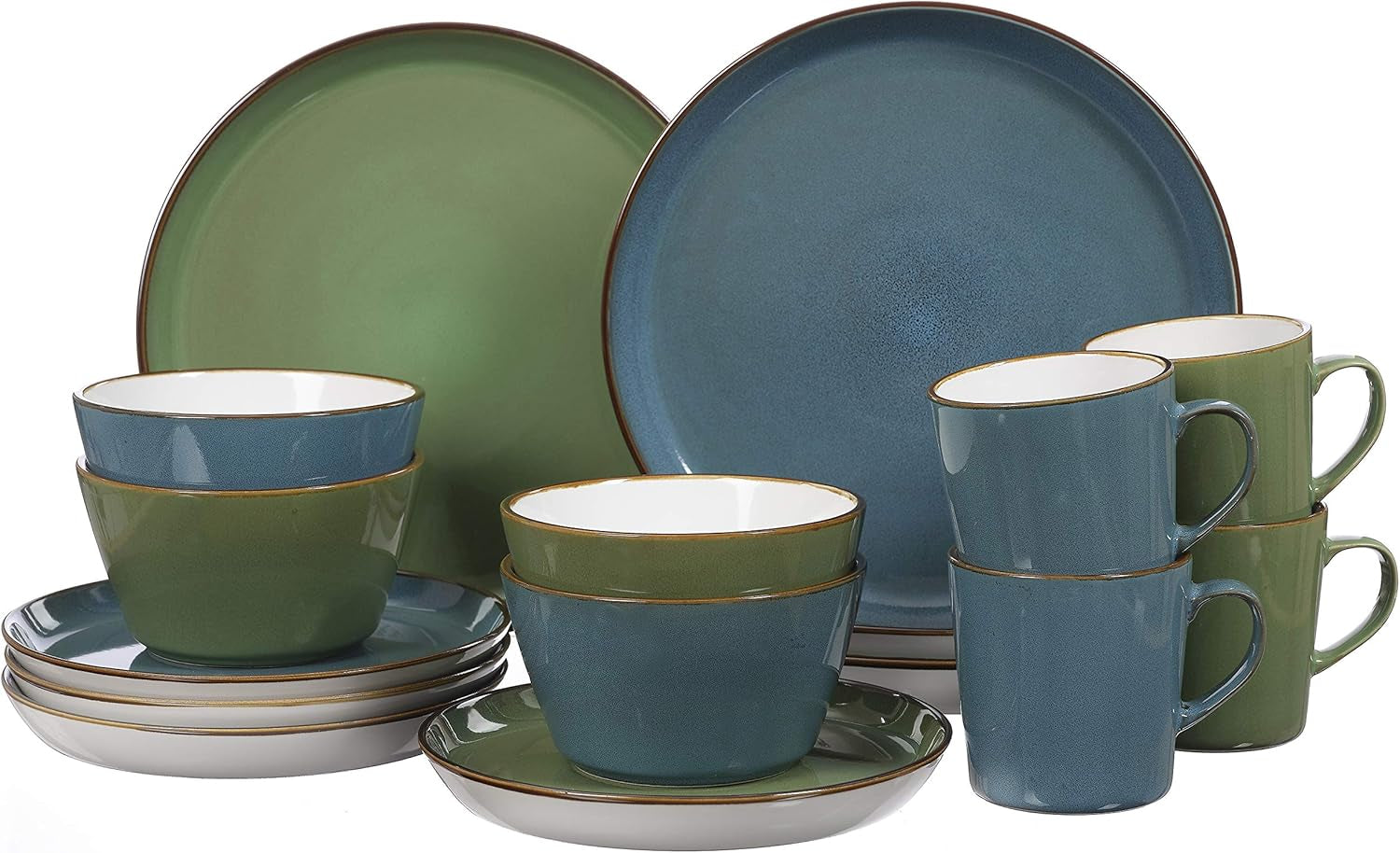 Ritzenhoff & Breker Kombiservice Visby, 16-teilig, Blau/Grün, Steinzeug, 277258