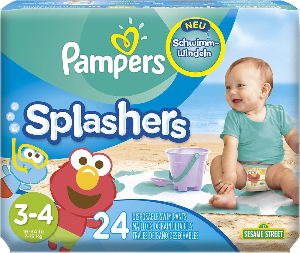 Pampers Splashers Baby Shark Limited Edition Einweg-Schwimmwindeln 4–5, 11, 9 kg–15 kg, für sicheren Schutz im Wasser