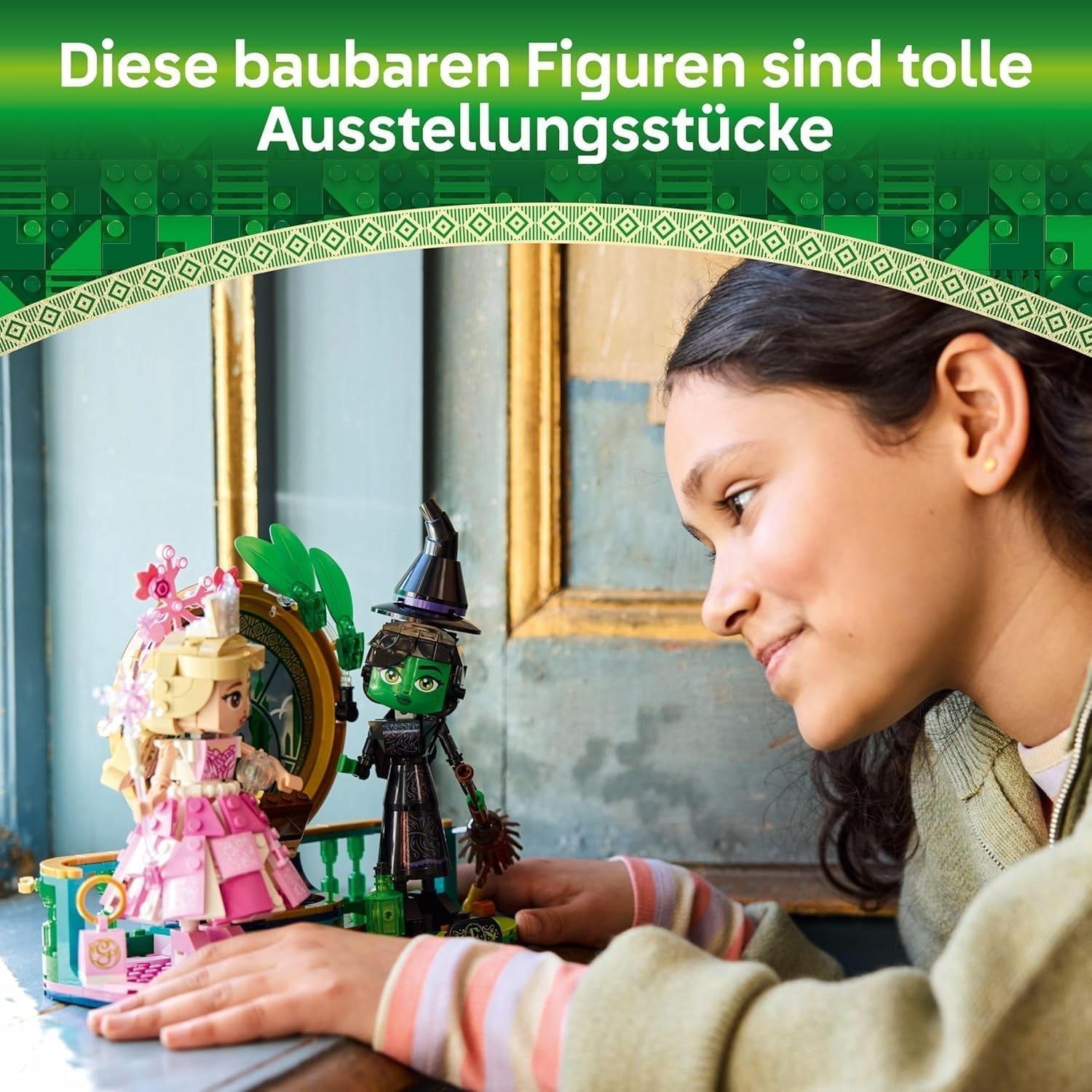 LEGO Wicked Elphaba- und Glinda-Puppen – Hexen von Oz-Sammelfigurenspielzeug – kreatives Geschenk für Mädchen über 10 und Fans des Films – 75682 Bausätze Besuchen Sie den LEGO-Store