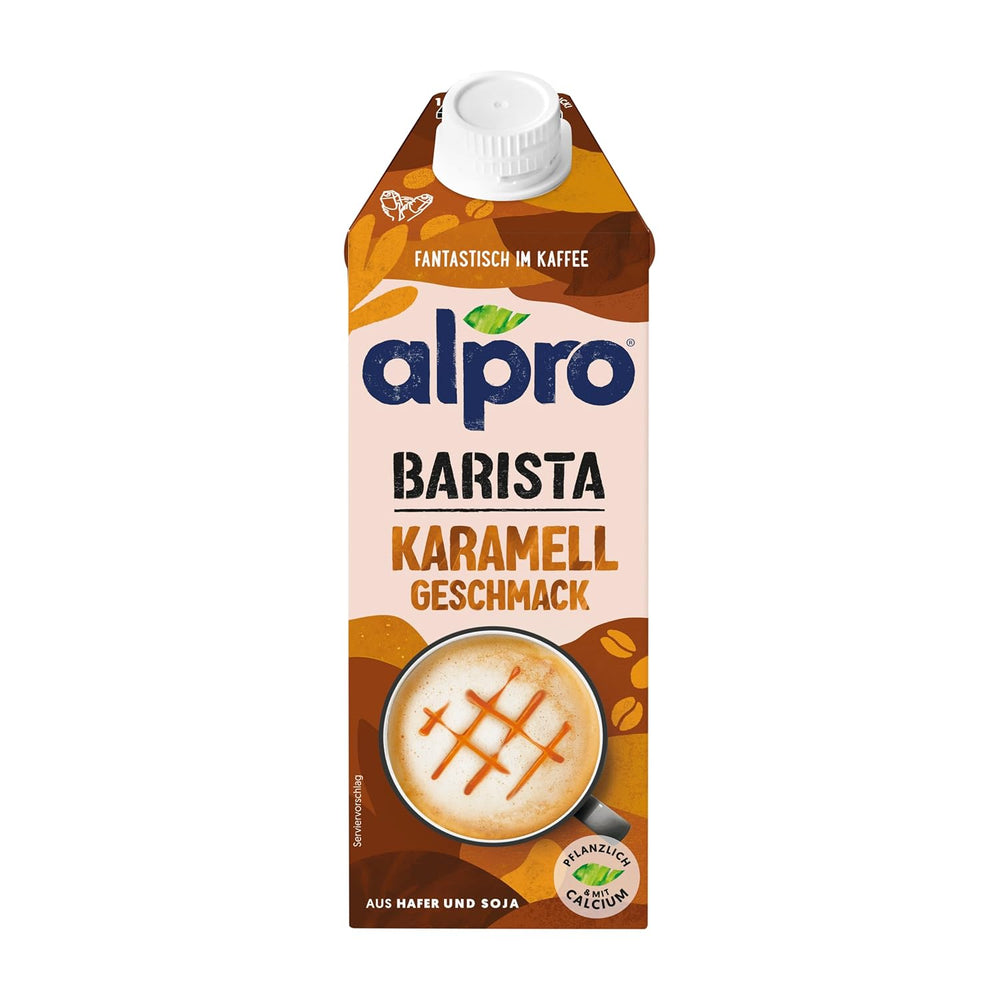 Alpro Barista Karamell – Zum Aufschäumen – Von Natur aus laktosefrei – 8 x 750 ml – Haltbar