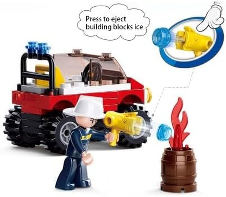 Sluban Klemmbausteine SL95391, Einsatzfahrzeug (58 Teile) [M38-B0621], Spielset, Klemmbausteine, Rettungskräfte, mit Spielfigur, Feuerwehr, Mehrfarbig
