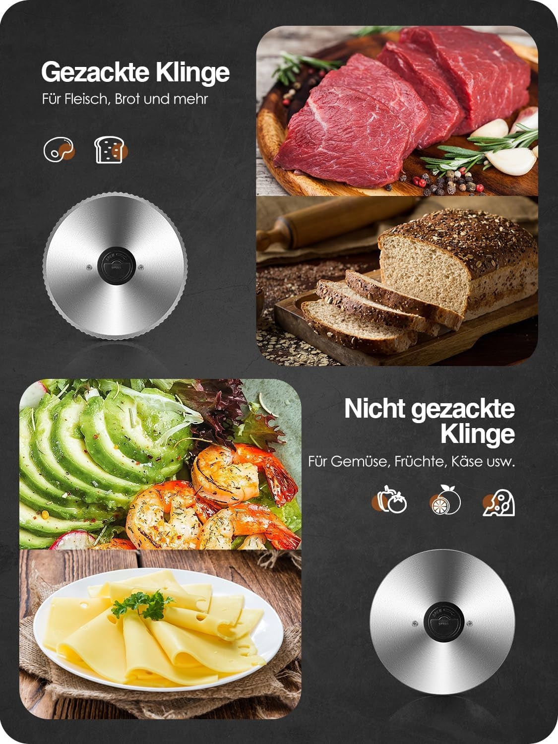 YASHE SL-518, Brotschneider, 2 abnehmbare Klingen, einstellbare Dicke 0 - 15 mm Reiben und Schneidemaschinen Naty Shop