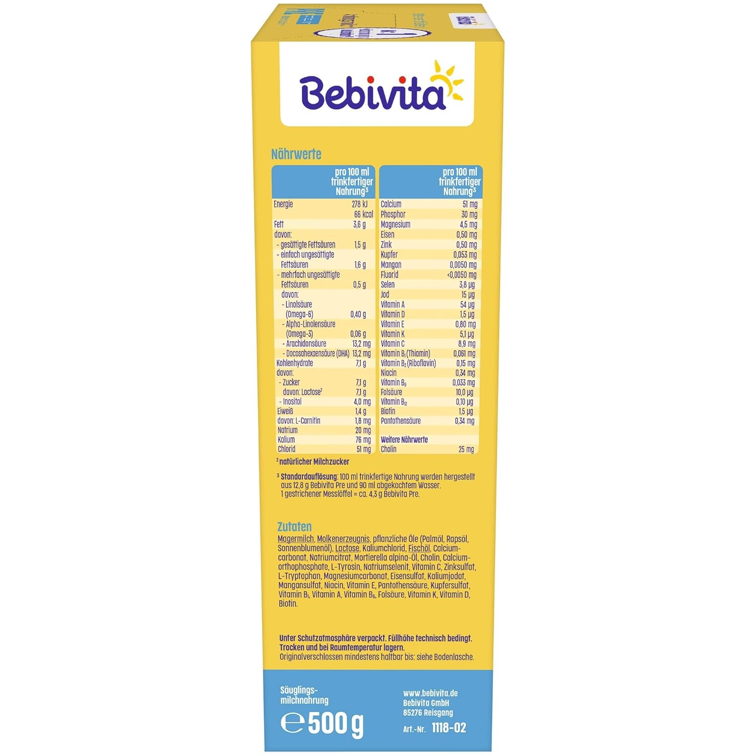 PRE-Milchpulvernahrung (5 x 500 g), ab Geburt, enthält nur Laktose als Kohlenhydrat, zur Beikost geeignet