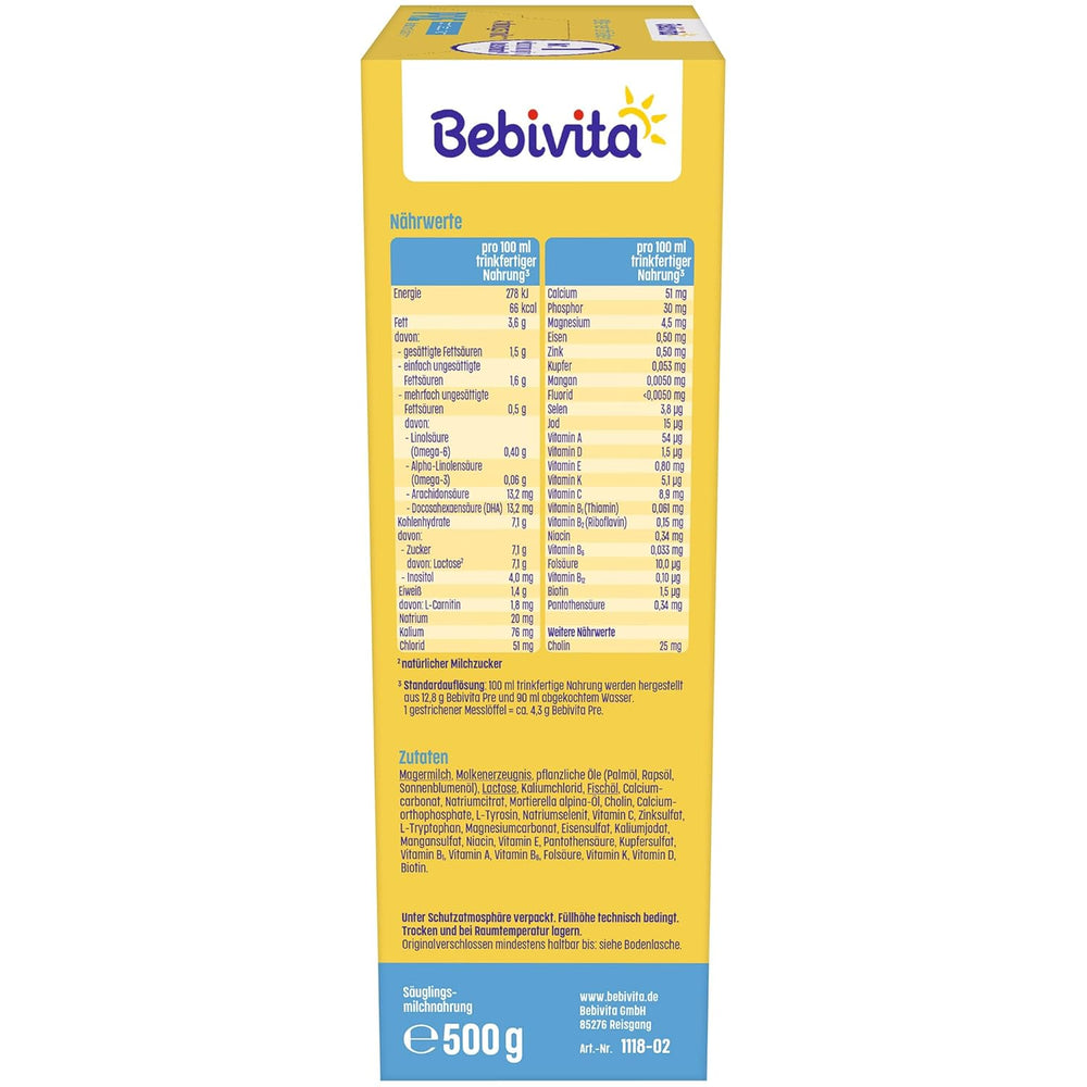 PRE-Milchpulvernahrung (5 x 500 g), ab Geburt, enthält nur Laktose als Kohlenhydrat, zur Beikost geeignet