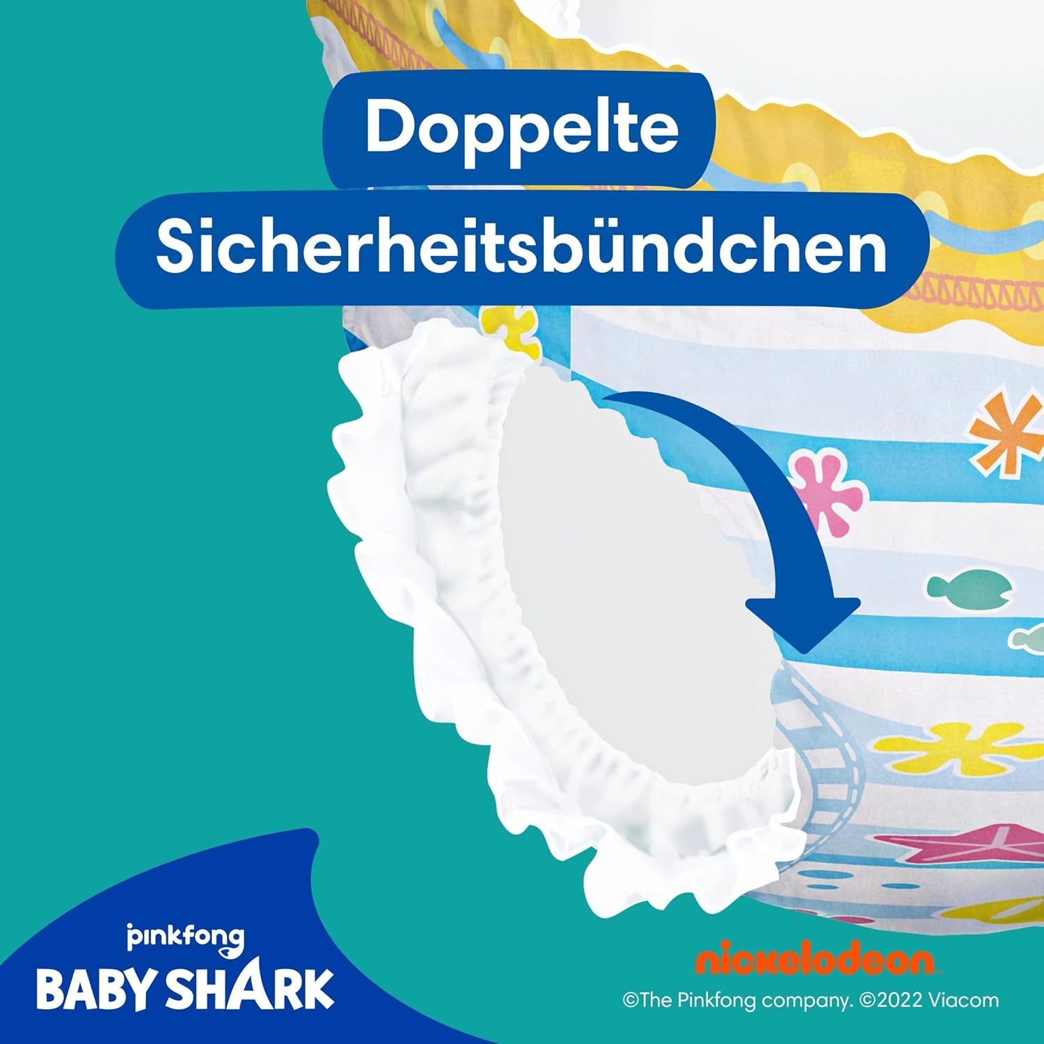 Pampers Größe 5–6 Splashers Baby Shark Limited Edition 10er-Pack Einweg-Schwimmwindeln für sicheren Wasserschutz